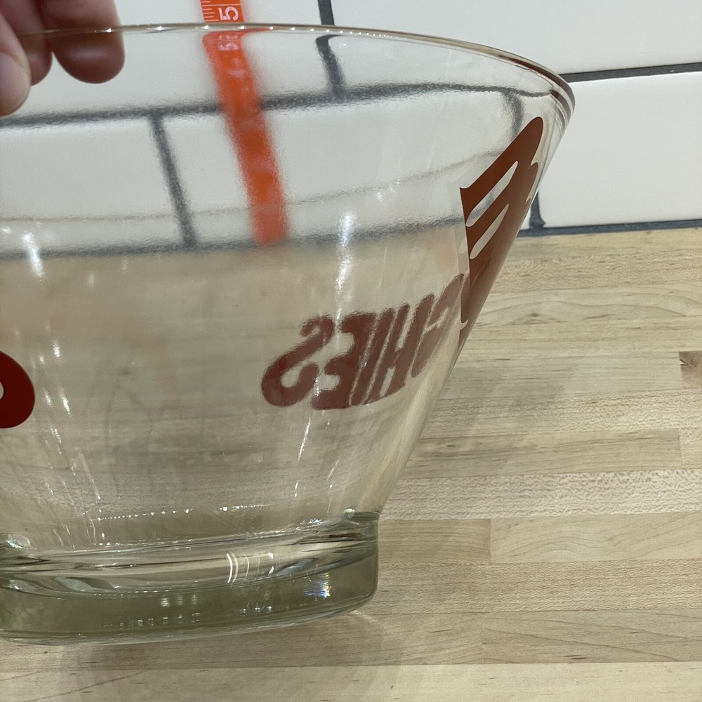 Vintage Munchies Wheaton Glass Snack Bowl Set Red Typography Heavy Set of 7 * - Picture 15 of 16